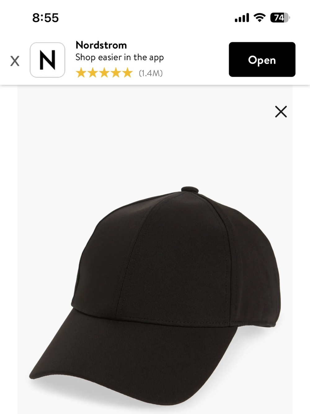 Nordstrom Black Adjustable Strap Baseball Hat